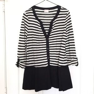 Anthropologie Postmark Striped Pleated Henley Top